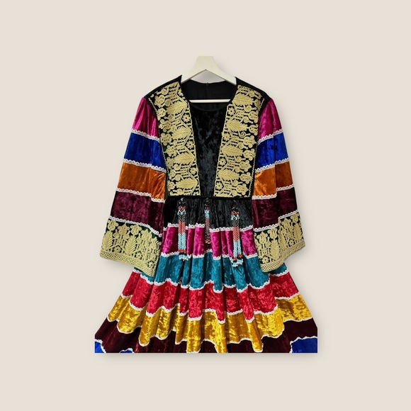 Velvet colorful afghani dress - Picture 1 of 2